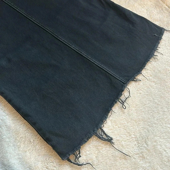 RVCA Women’s XS Distressed Raw Hem Black Dungaree‎ Mini Grunge Overalls Dress - Picture 4 of 9